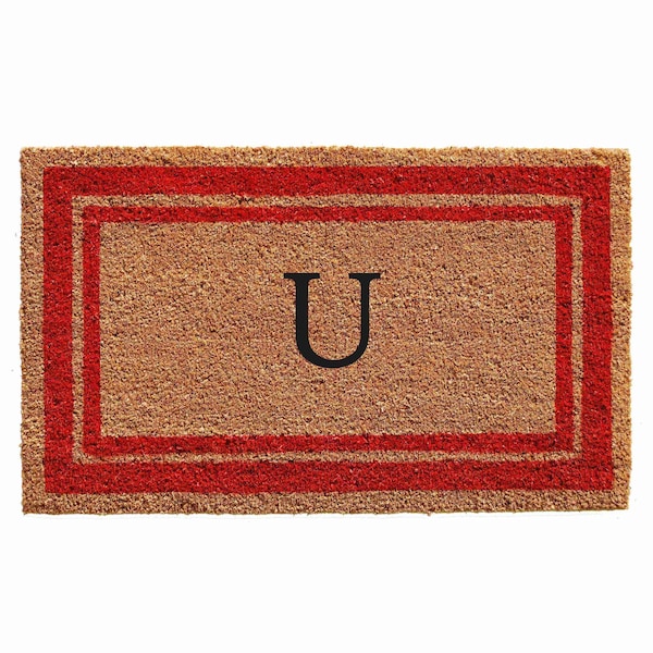 Calloway Mills Monogram Door Mat, Natural, Red, 18 in W x 30 in L 153031830U - main